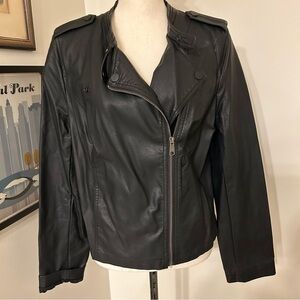 Sanctuary Faux Leather Moto Jacket Women’s Size M – Black Asymmetric Zip